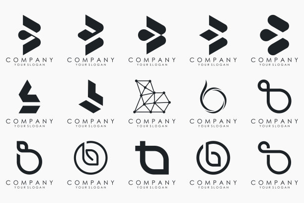 抽象字母B标志图标集。设计为企业的奢华、优雅、简约。图片下载