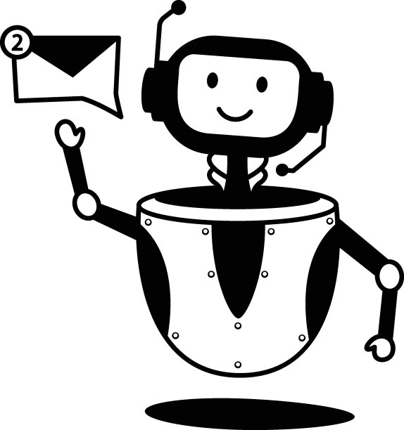 聊天机器人发送自动回复电子邮件的概念，机器人阅读信息矢量图标设计，聊天机器人符号，通过文本或文本转语音符号的在线聊天对话，虚拟助理股票插图图片下载