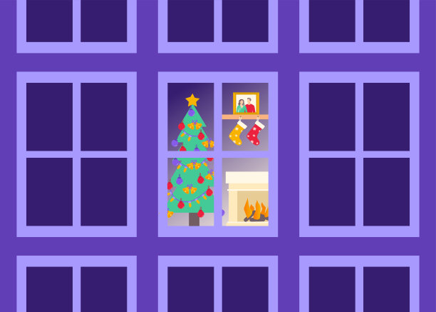 建筑外观与圣诞装饰房间图片下载