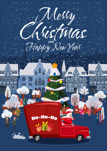 圣诞老人驾驶一辆老式的复古汽车，卡车图片下载