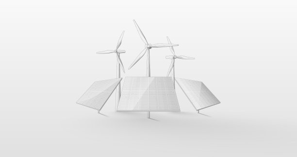 太阳能电池和风力发电机。生态和绿色能源理念。矢量图图片下载