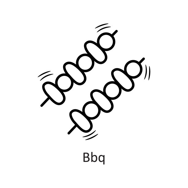 BBq矢量轮廓图标设计说明。新年标志在白色背景EPS 10文件图片下载