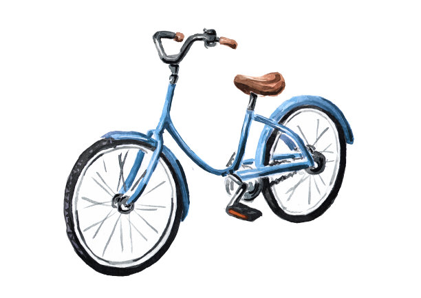 自行车。手绘水彩插图，孤立的白色背景图片下载