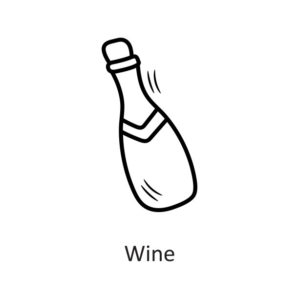 葡萄酒矢量轮廓图标设计说明。新年标志在白色背景EPS 10文件图片下载