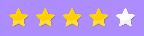 四颗星评级。奖状和用户评论的概念。五星产品评级评论图标的应用程序和网站。星级图标。互联网上的用户评论。矢量插图。图片下载