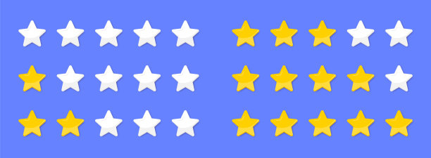 应用程序和网站的产品评级或客户评价。从5星中的1星到5星中的5星。互联网上的用户评论。矢量插图。图片下载