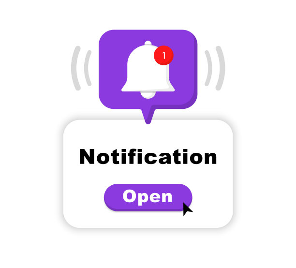 弹出通知页面。带有铃声的新通知。新的消息，提醒事件，业务计划，时间表，新的通知用户界面。矢量插图。图片下载