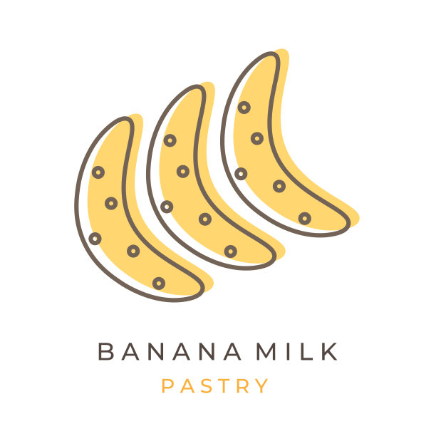 香蕉牛奶糕点线艺术图片下载