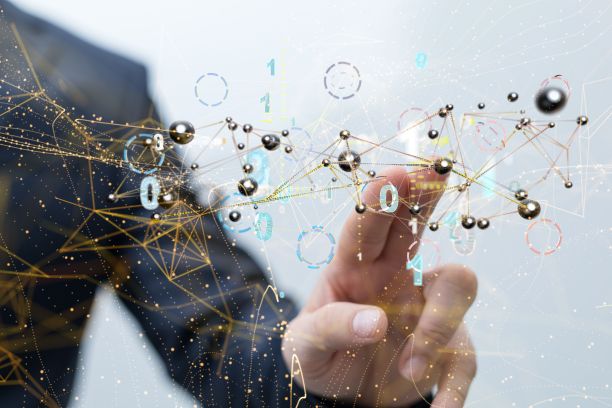 一个模糊背景上的团队连接和社交网络符号的3d渲染图片下载