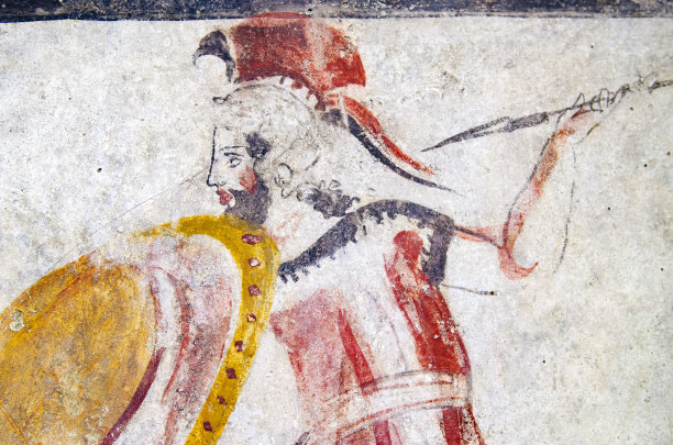 帕埃斯图姆，古代战士墓中的壁画图片下载