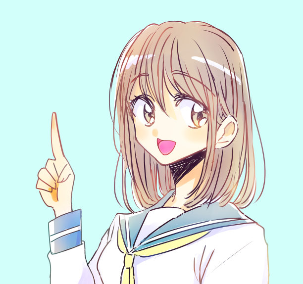 一个女学生用手指的插图图片下载