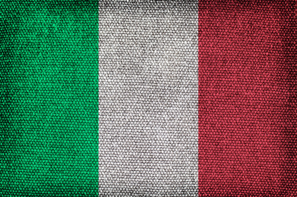 意大利国旗与粗糙织物的质地。图片下载
