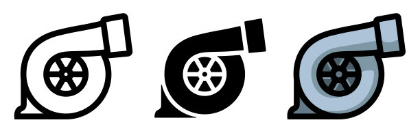 涡轮增压器。涡轮增压。一组涡轮机。平的图标。矢量剪贴画孤立在白色背景。图片下载