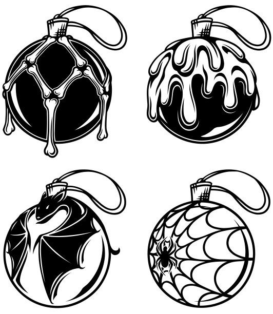 风格化轮廓幽灵圣诞树玩具集图片下载