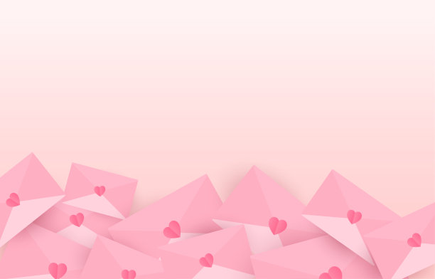 剪纸甜美的粉红色信封。用复制空间设计情人节或爱情节的背景概念。矢量给一对恋人寄了一封信图片下载