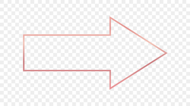 玫瑰金发光箭头形状的框架图片下载