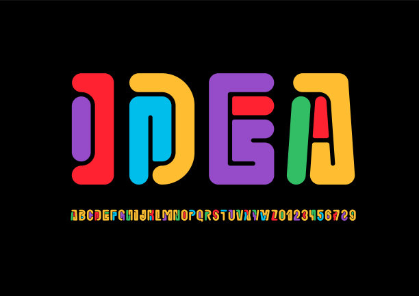 抽象字母字体，圆形艺术排版为您的设计标志或品牌名称，矢量插图10EPS图片下载