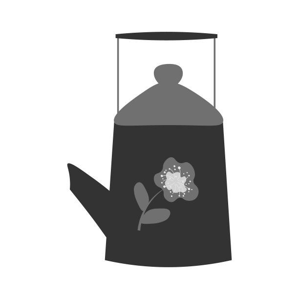 白底茶壶黑。平面矢量图图片下载