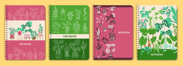 室内盆栽新潮笔记本封面套室内盆栽花盆设计规划师涂鸦记事本页图片下载