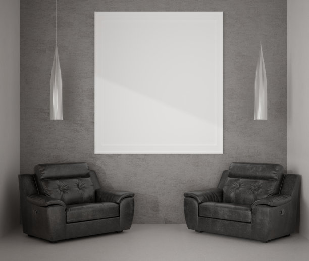 3D模型海报在现代室内设计的极简风格图片下载