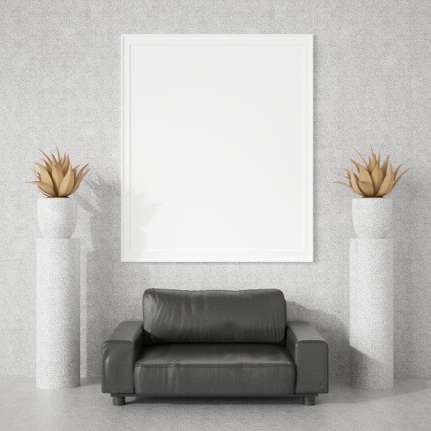 3D模型海报在现代室内设计的极简风格图片下载