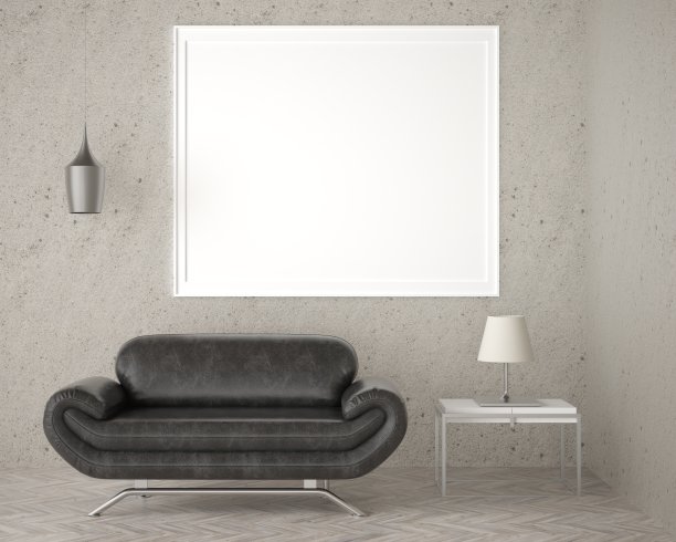 3D模型海报在现代室内设计的极简风格图片下载