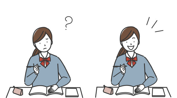 女学生坐在学校里用笔在书上写字图片下载