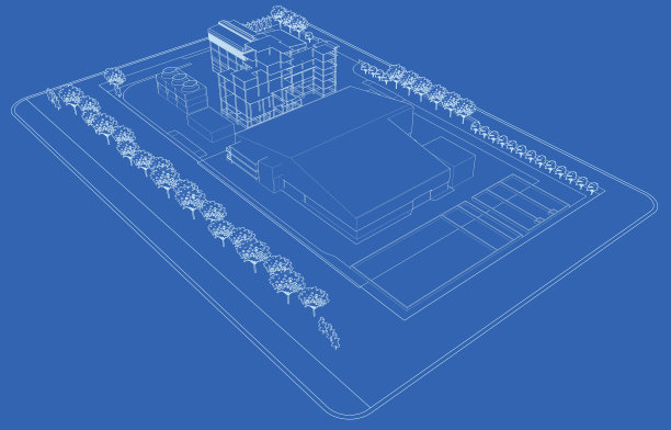 工业建筑的三维插图图片下载