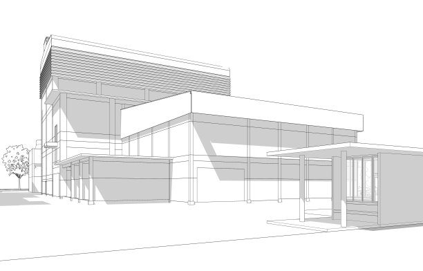 工业建筑的三维插图图片下载