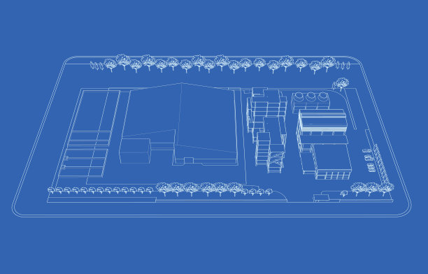 工业建筑的三维插图图片下载