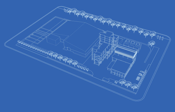工业建筑的三维插图图片下载