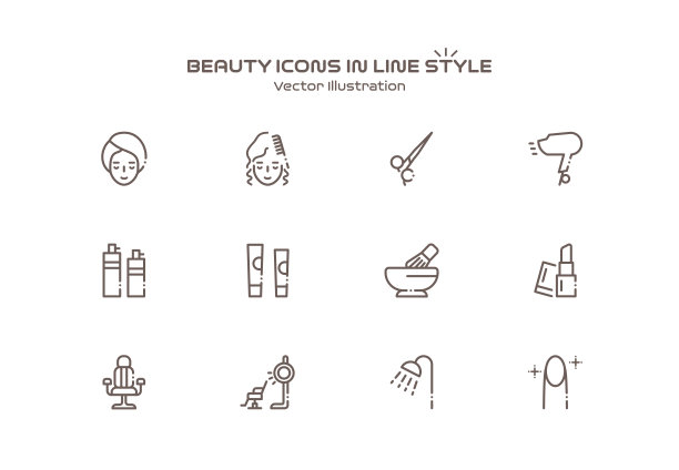 美容图标套装图片下载