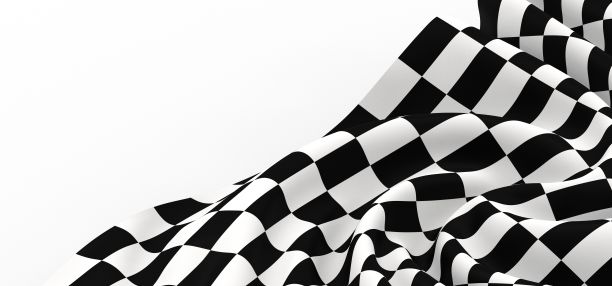 一个黑白格子织物孤立在白色背景上的3D渲染图片下载
