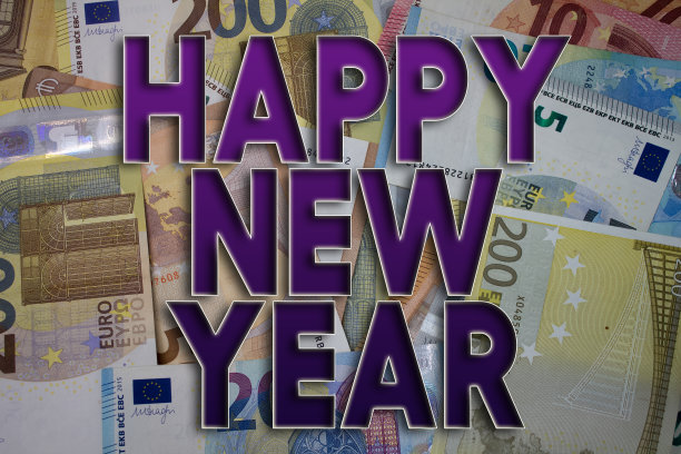 用钱拜年。纸币背景与不同的钞票。图片下载