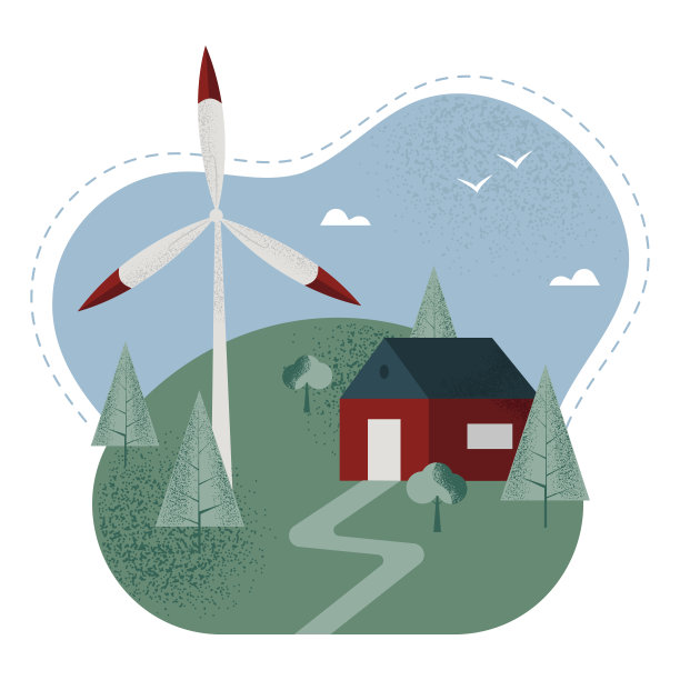 房屋和风力涡轮机图片下载