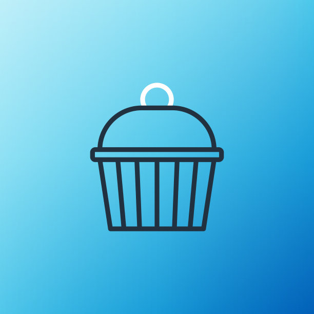 线条饼图标孤立在蓝色背景快乐图片下载