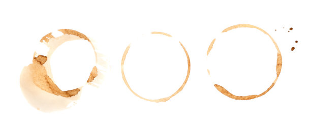 咖啡污渍隔离，咖啡印记，棕色饮料圆形标记，飞溅，溢出，纹理图片下载
