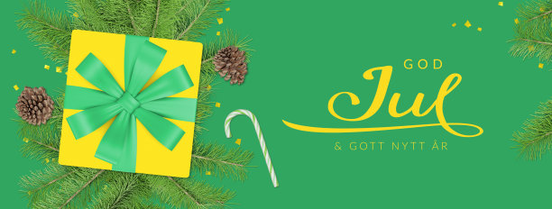 瑞典语圣诞快乐和新年快乐。圣诞节的旗帜图片下载