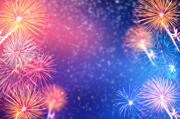 背景散景烟花红艳喜庆图片下载