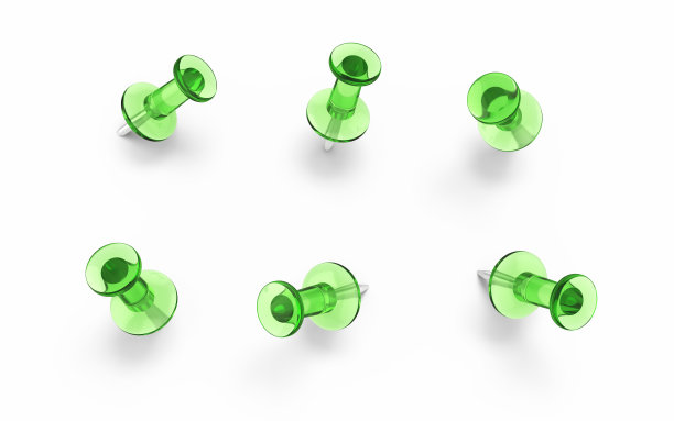 白色背景剪切路径上的绿色透明推针图片下载