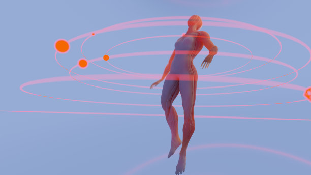 超现实的半透明人体漂浮在无限的空间与反射，图片下载