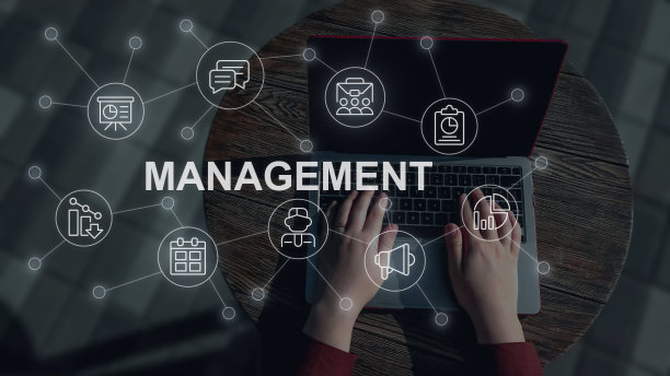带有白色字形图标的管理特写概念图像图片下载