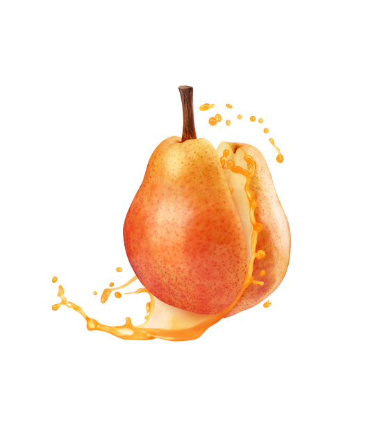 白色背景上有汁的切片梨图片下载