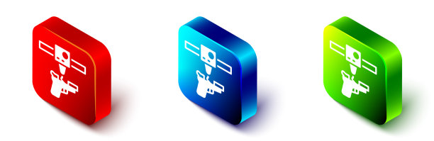 等距3d打印机枪的图标孤立在白色图片下载