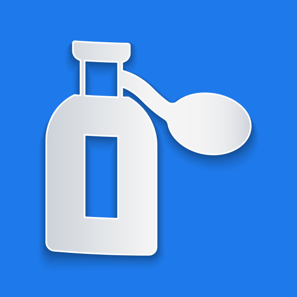 剪纸香水图标孤立在蓝色背景图片下载