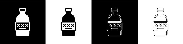 将有毒酒精图标隔离在黑色和图片下载