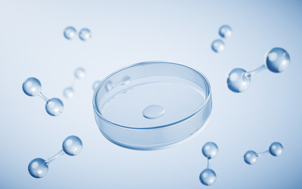 蓝色背景培养皿，3d渲染。图片下载