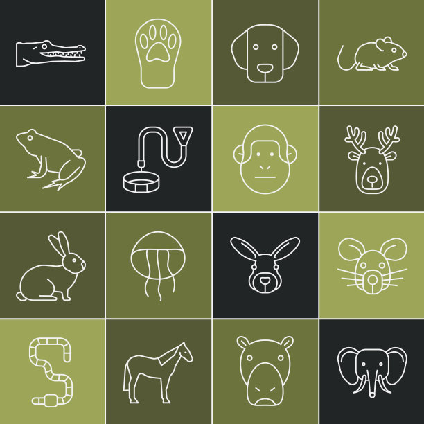 集行象鼠头鹿与鹿角图片下载