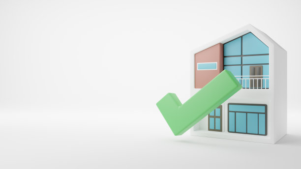 3 d渲染。现代住宅认可的图标标志和符号。白色背景设计。副本的空间。图片下载