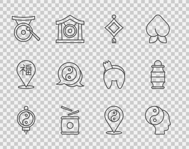 纸灯笼定行中国阴阳符号图片下载